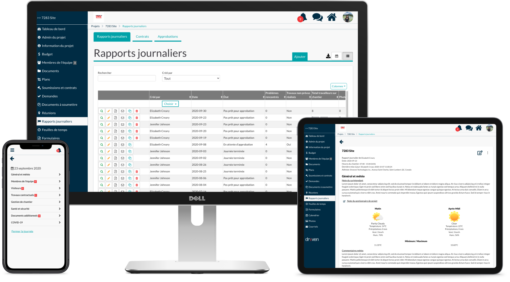 Rapports journaliers Dreeven CEGQ